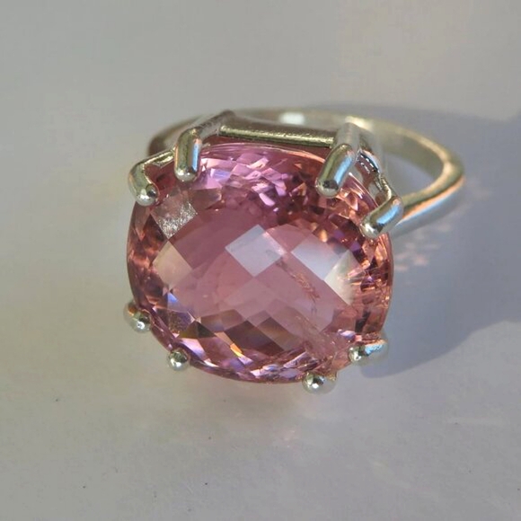 Huge Natural Pink Mauve Tourmaline In Sterling Silver Ring, 10.79ct. Size 7 - Picture 7 of 11